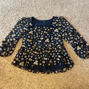 Madewell Dark Blue Floral Blouse